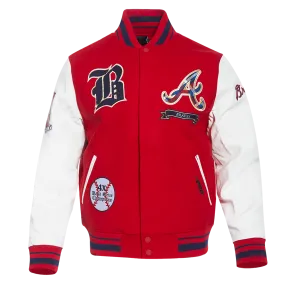 MLB ATLANTA BRAVES PRO PREP MEN'S WOOL VARSITY JACKET (RED/WHITE/MIDNIGHT NAVY)