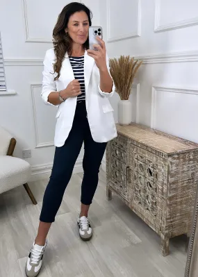 Nea White 3/4 Sleeve Blazer