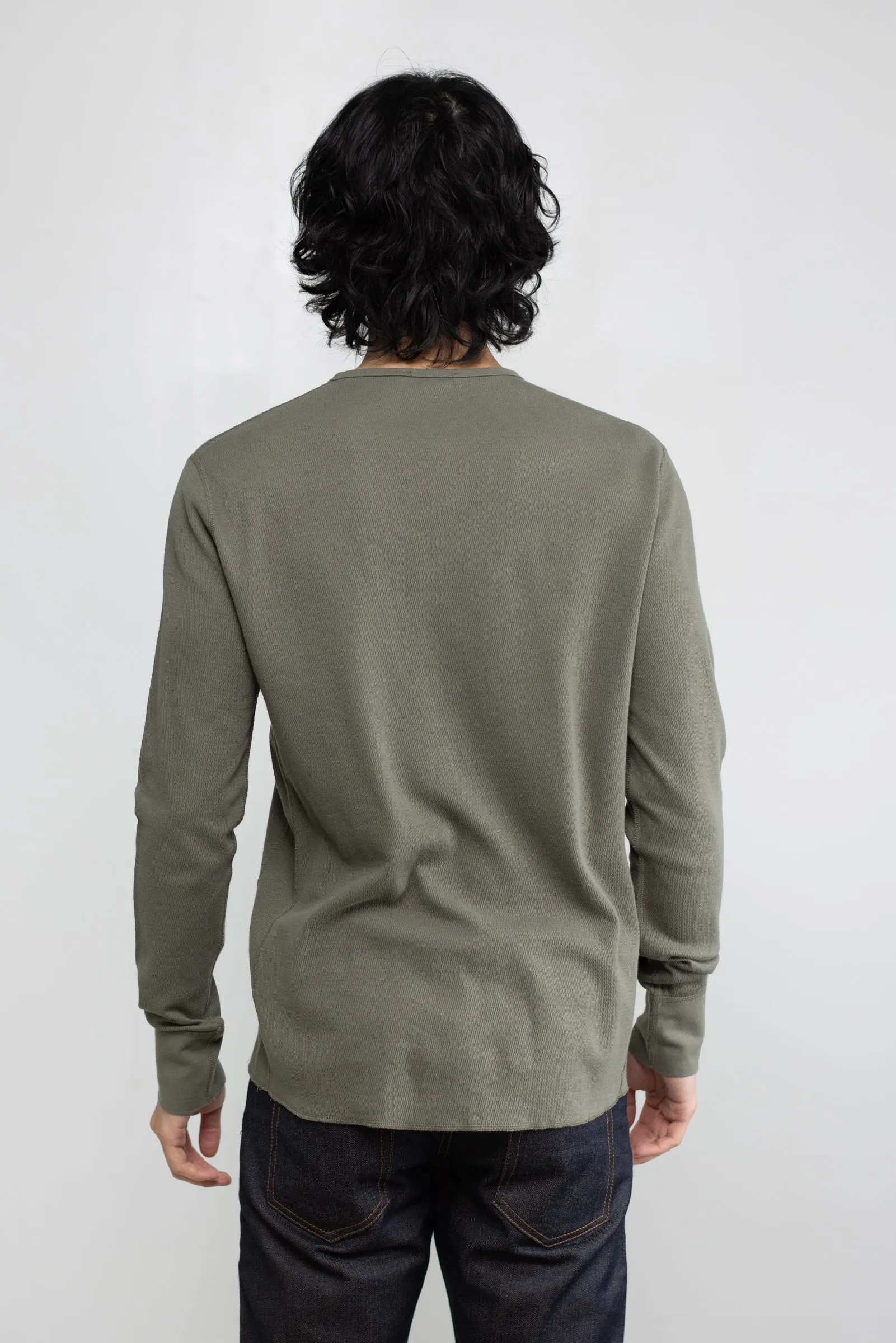 NS2154-7 Mesh Thermal Long Sleeve Henley in Army Green