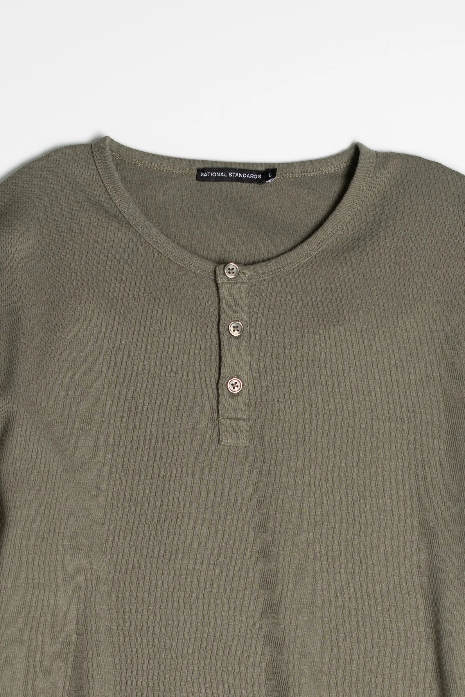 NS2154-7 Mesh Thermal Long Sleeve Henley in Army Green