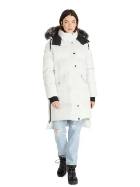 Pajar Womens Reyna Long Puffer with Faux Fur Trim - SILVER