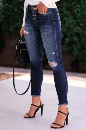 Step Up Distressed Denim Skinny Jeans