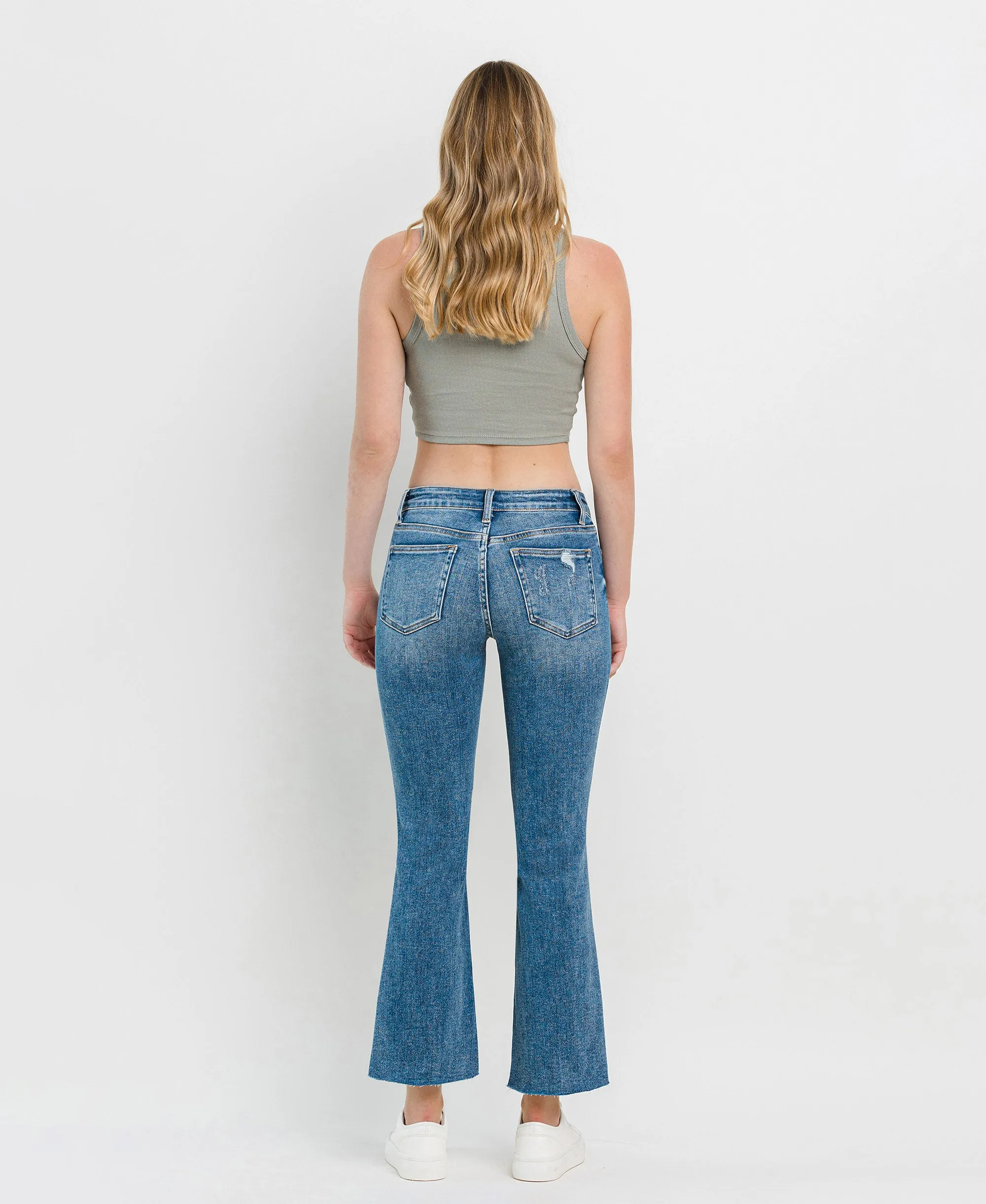 Straightforward - Mid Rise Step Hem Ankle Kick Flare Jeans