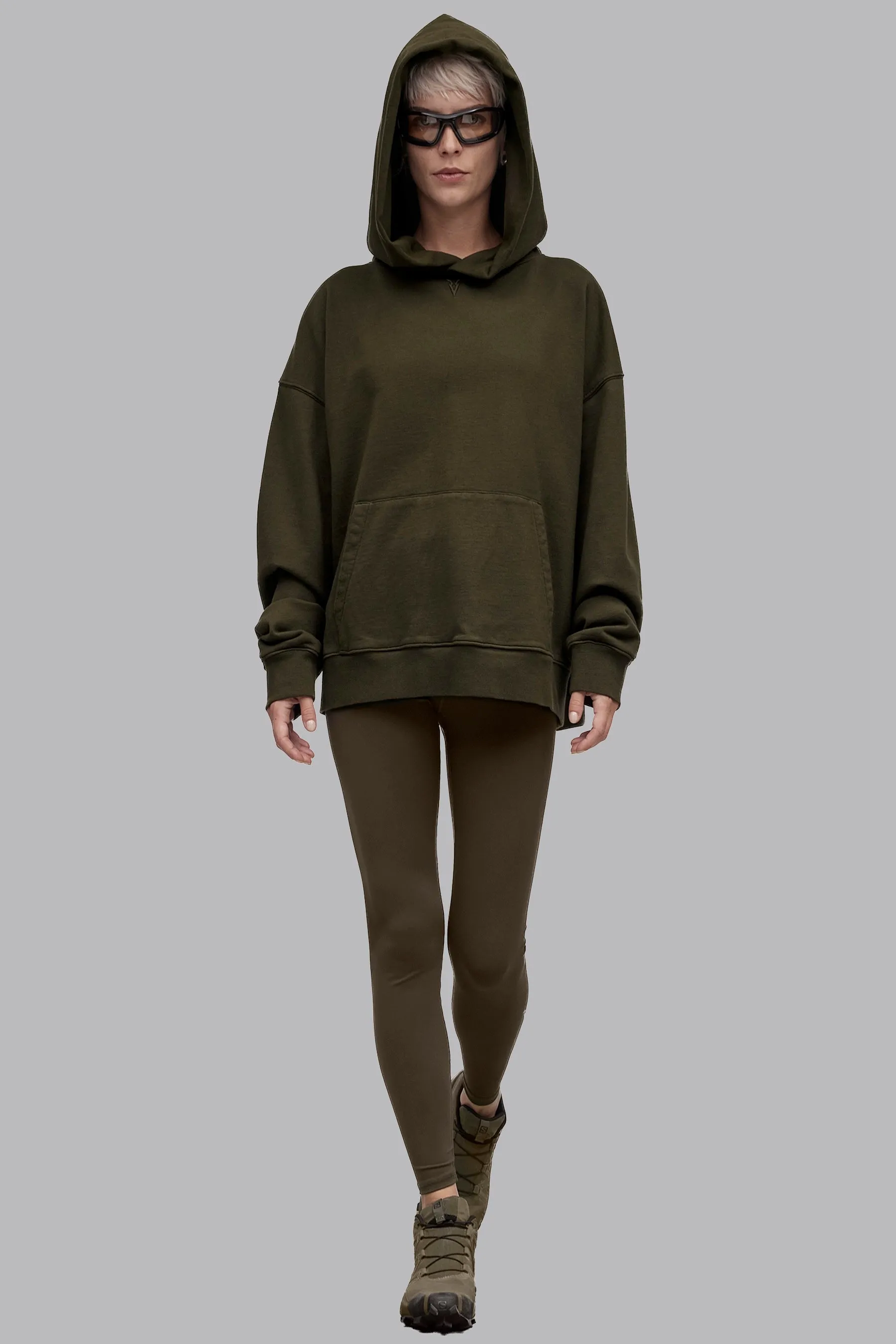 V_LYFE420 BOXY HOODIE - Khaki