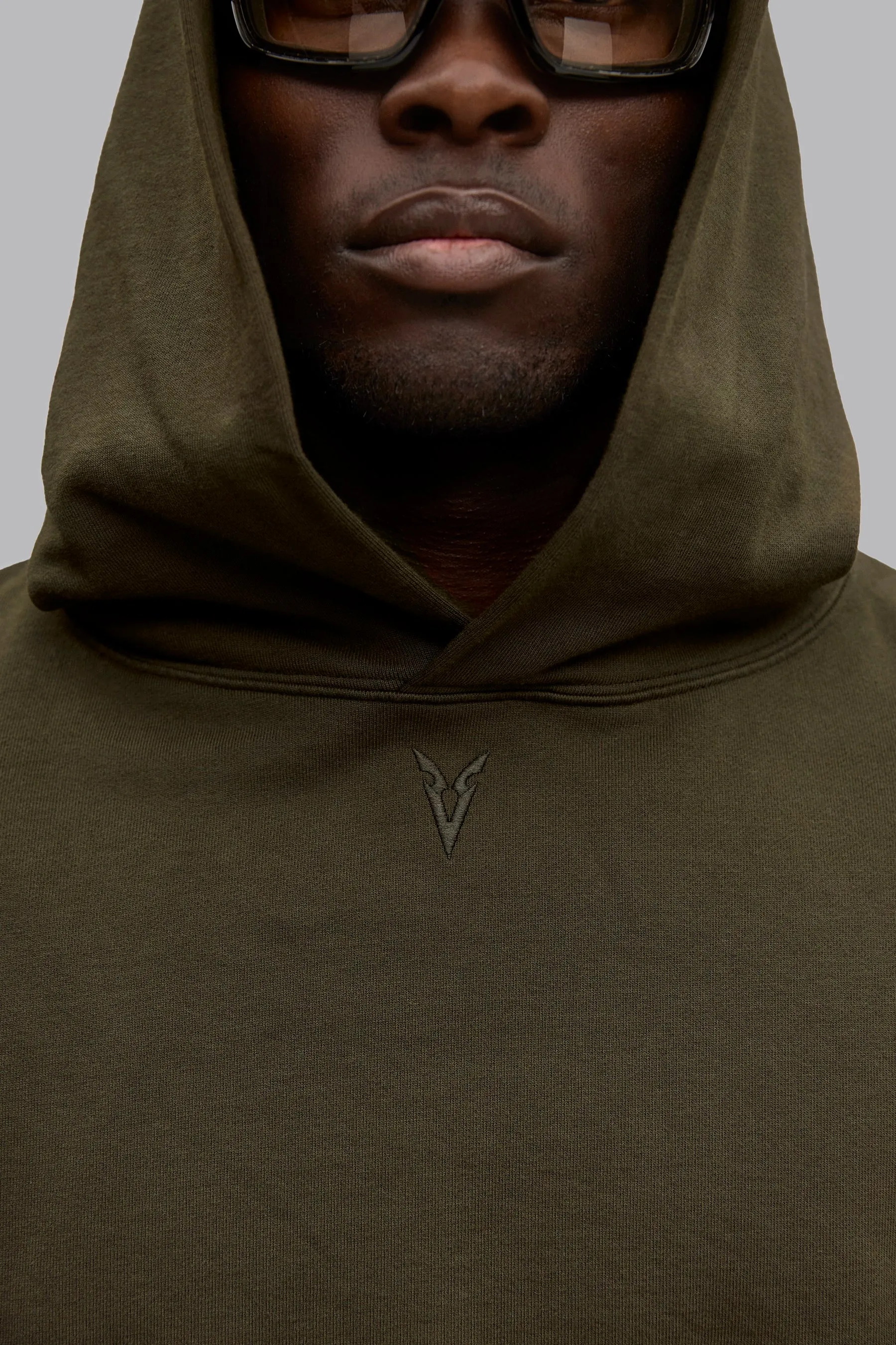 V_LYFE420 BOXY HOODIE - Khaki