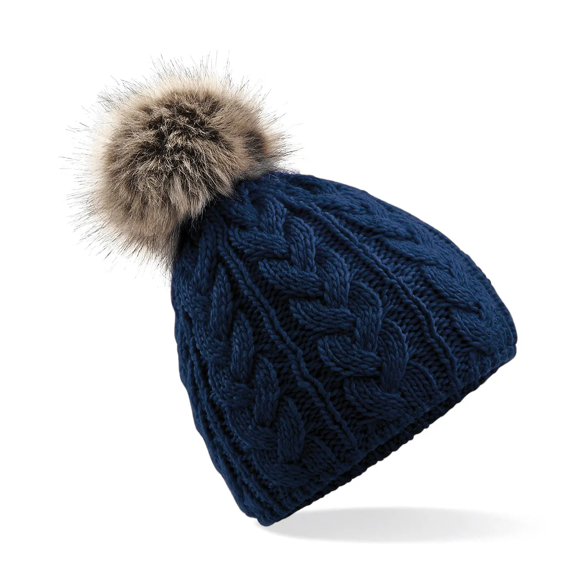 Women's Snowfall Rib Knit Acrylic Pom Beanie {BC412}